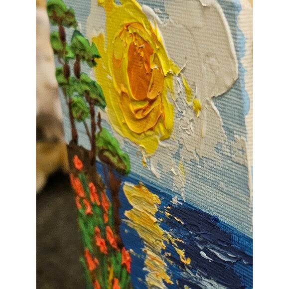 Tropical Painting Original Art Impasto Palette Knife Hawaii Beach Seascape Ocean - Picture 9 of 10